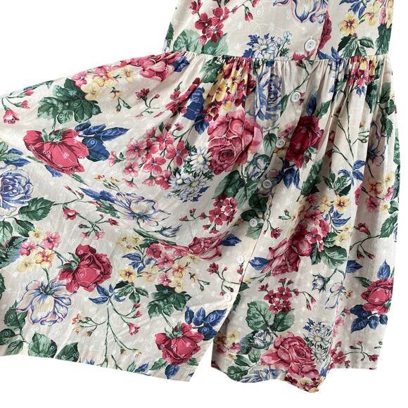 Vtg 80s 90s NOS Brights Creek Cottage Garden Midi Dress Romantic Boho M? Floral - Picture 8 of 15